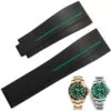 Green Black & Green Line Rubber Strap for Rolex Submariner, Hulk, GMT - 20mm