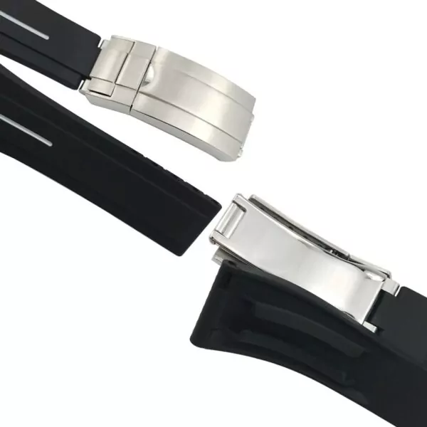 1_20mm-21mm-bracelet-de-montre-en-caoutchouc-de-Silicone-nouveau-Style-bracelet-de-montre-Ultra-court Black & Blue Rubber Strap for Rolex Submariner, GMT Batman - 20mm