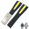 9_Bracelet-de-montre-en-Silicone-Interface-incurv-e-19-20-21-22mm-bracelet-de-montre-de Black & Yellow Rubber Strap for Rolex Milgauss, Submariner, Daytona Barre Design - 20mm
