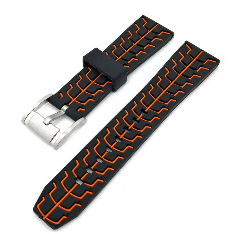 Orange_ouble-couleur-silicone-hommes-sport-bra_variants-2 Black & Orange Strap for TAG Heuer Formula 1 Senna Edition In Rubber 20,22,24mm