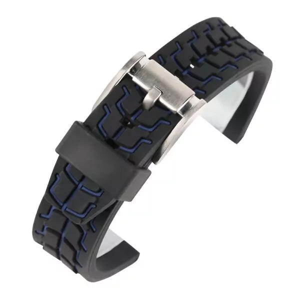Shelhard-Silicone-Double-Couleur-Montre-de-Courroie-De-Bande-20mm-22mm-24mm-tanche-Universel-Bracelet-Bracelet (2) Black & Blue Strap TAG Heuer Formula 1 Senna Edition In Rubber 20,22,24mm