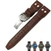 3_20mm-21mm-22mm-Rivet-cuir-de-veau-bracelet-de-montre-pour-IWC-montre-grand-pilote-IW5009 Brown Rivet Strap Band IWC Pilot Spitfire, Top Gun In Calf Leather with printed Crocodile/Alligator Grain 20,21,22mm