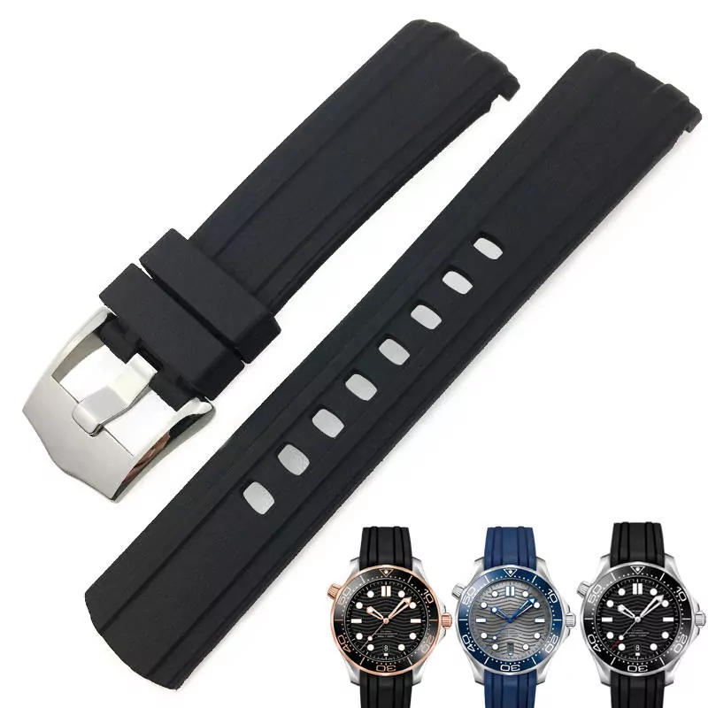 black-rubber-bracelet-for-omega-seamaster-diver-300 Black Rubber Bracelet for Omega Seamaster Diver 300