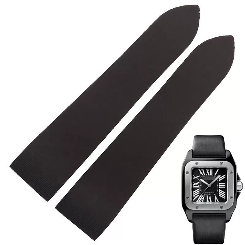 Black Rubber for Cartier Santos Carbon W2020007