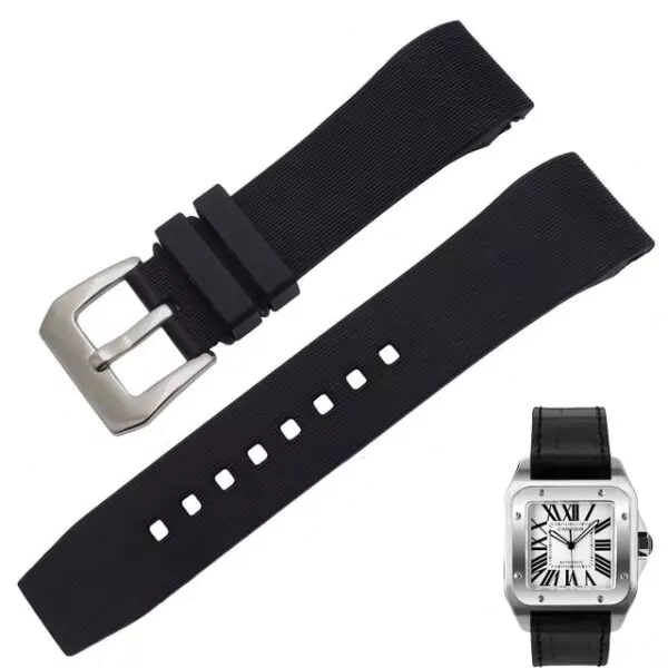 Santos Rubber Cartier Black Rubber for Cartier Santos M/XL With Buckle