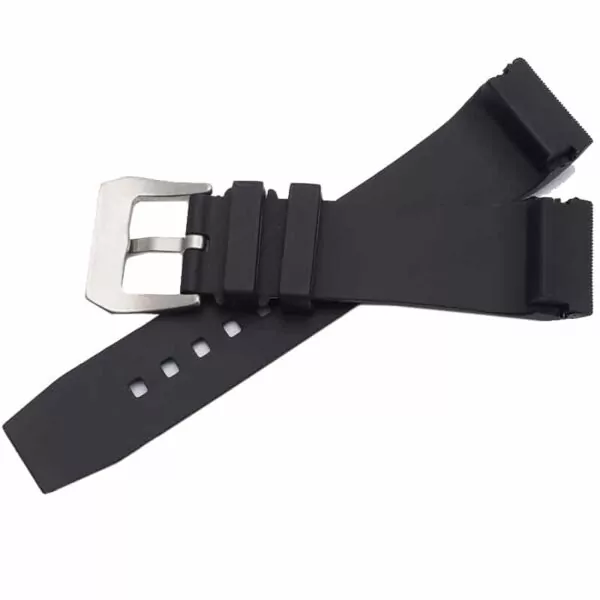 2_Shengmeirui-23-MM-noir-haute-qualit-bracelet-en-silicone-pour-SANTOS-100-coude-en-caoutchouc-tanche Black Rubber for Cartier Santos M/XL With Buckle