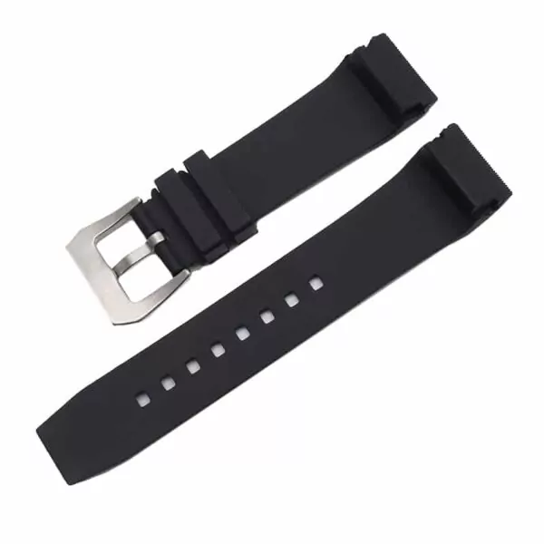 1_Shengmeirui-23-MM-noir-haute-qualit-bracelet-en-silicone-pour-SANTOS-100-coude-en-caoutchouc-tanche Black Rubber for Cartier Santos M/XL With Buckle