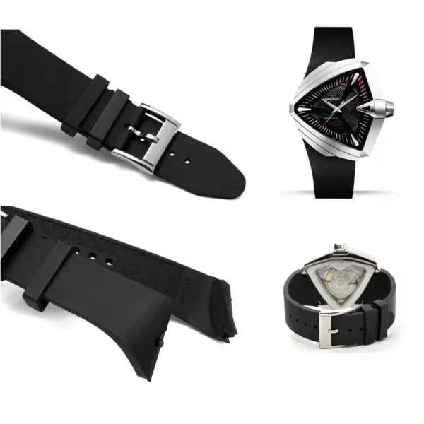 Nouvelle-arriv-e-Bracelet-27mm-En-Caoutchouc-Bracelet-De-Montre-de-haute-qualit-bracelets-pour-H24655331-2 Black Rubber Strap Bracelet for Hamilton Ventura XXL