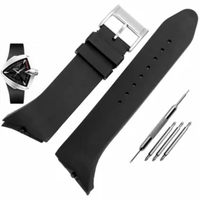 Black Rubber Strap Bracelet for Hamilton Ventura XXL
