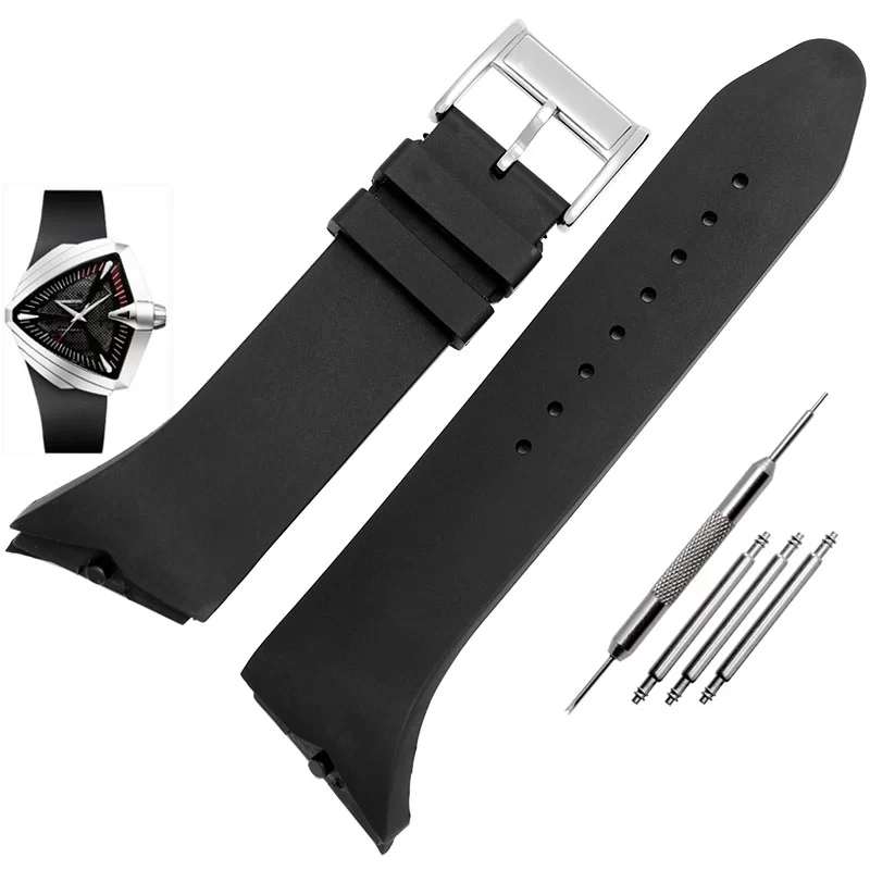 1_Bracelet-en-caoutchouc-de-haute-qualit-pour-la-s-rie-Adventure-H24655331-bracelet-de-montre-pour Black Rubber Strap Bracelet for Hamilton Ventura XXL