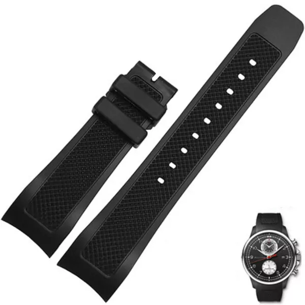 Black-Rubber-Strap-IWC-Yacht-2 Black Rubber Strap Bracelet for IWC Yacht Club Chronograph