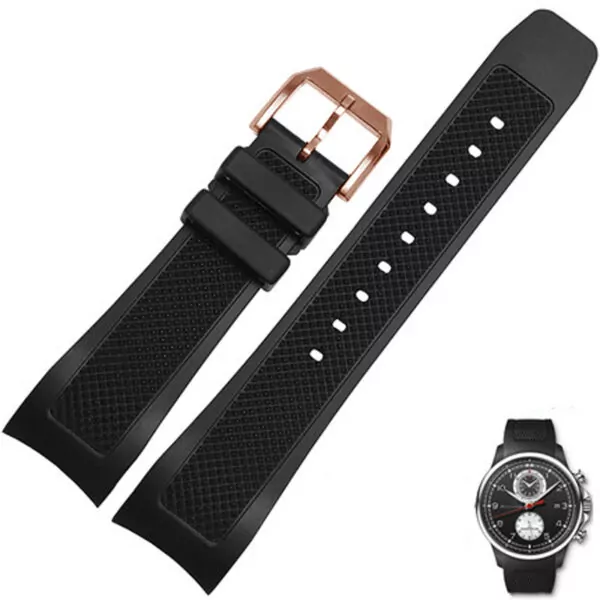 Black-Rubber-Strap-IWC-Yacht-1 Black Rubber Strap Bracelet for IWC Yacht Club Chronograph