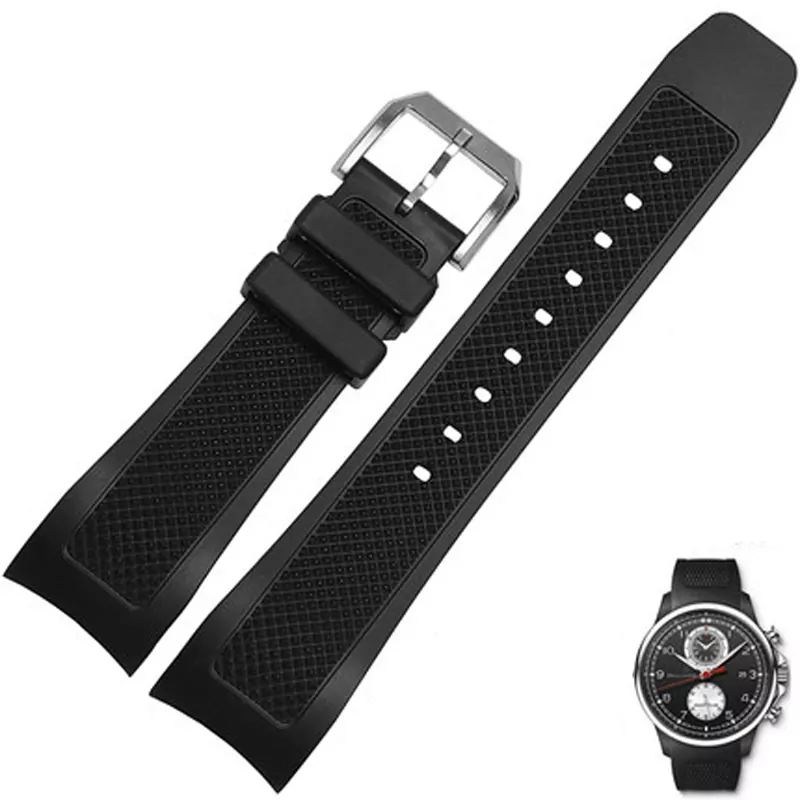 HTB1D9LKcRUSMeJjSszbq6zerFXaD Black Rubber Strap Bracelet for IWC Yacht Club Chronograph