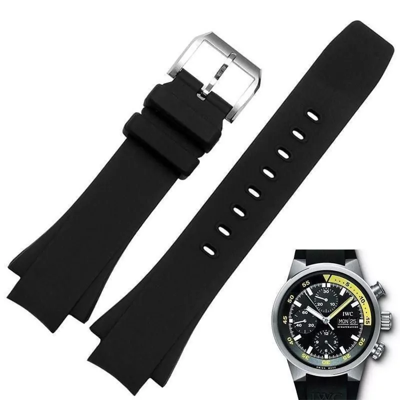 Black-rubber-Bracelet-FOR-IWC-Aquatimer-cousteau-Chrono-band-26-x-16mm-Wbuckle-153338447505 Black Rubber Strap for IWC Aquatimer Chrono With Buckle
