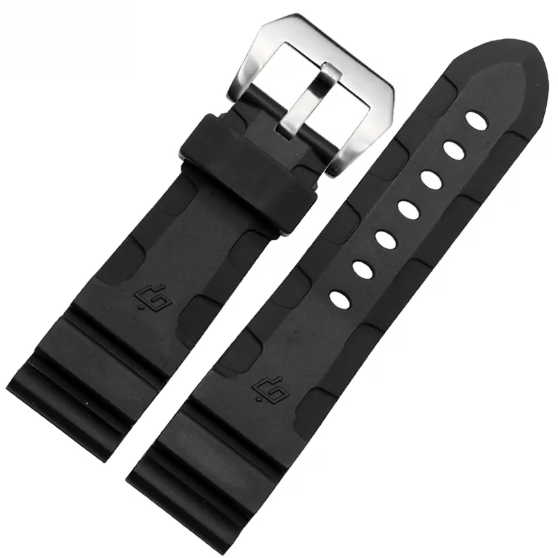 Panerai-Submersible-strap-in-black-24-26-2 Black Rubber Strap for Officine Panerai Luminor Marina Submersible
