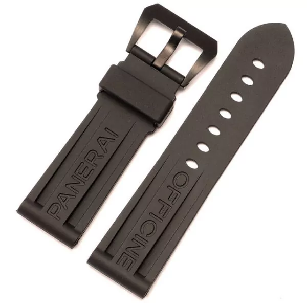 24mm-bracelet-En-Silicone-orange-noir-M-tal-bouton-Pour-Panerai-111386-LUMINOR-PAM-00024-montre-1.jpg_640x640 Black Rubber Strap for Officine Panerai Luminor, Marina, Submersible...
