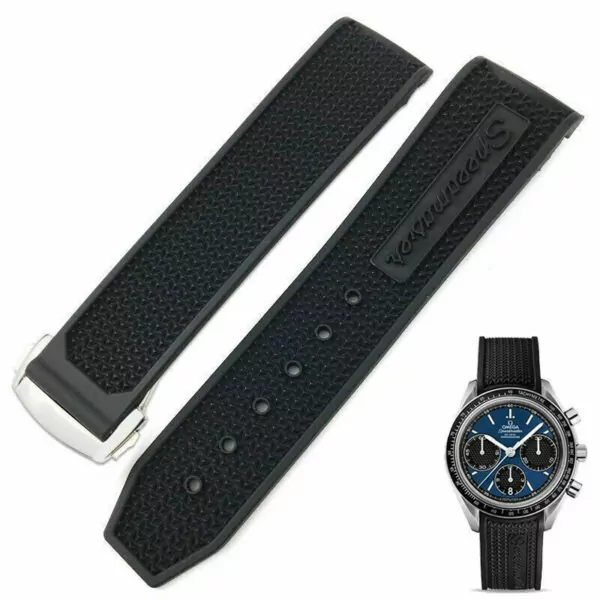 s-l1600 Black Rubber Strap for Omega Speedmaster Racing Chronograph