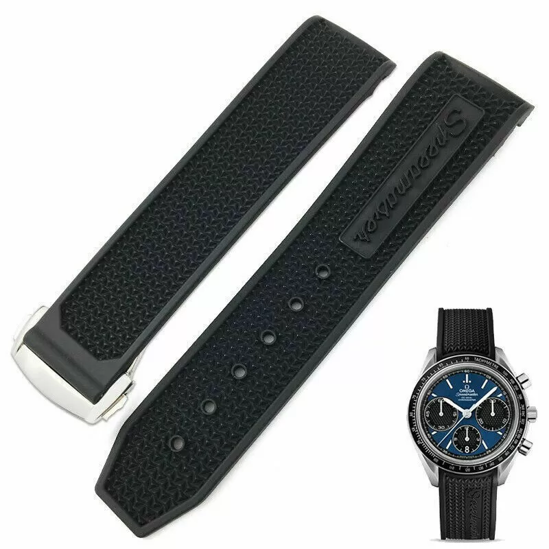 s-l1600 Black Rubber Strap for Omega Speedmaster Racing Chronograph