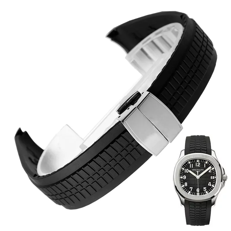 Zhuolei-Qualit-silicone-bracelets-21mm-bracelet-en-caoutchouc-noir-Pour-Aquanaut-s-rie-5164a5167a-001-3 Black Rubber Strap for Patek Philippe Aquanaut