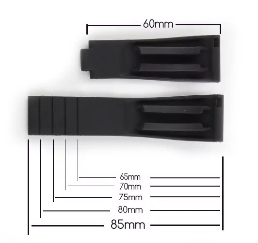 Black Rubber Strap for Rolex Submariner, GMT, Daytona - 20mm - Image 4