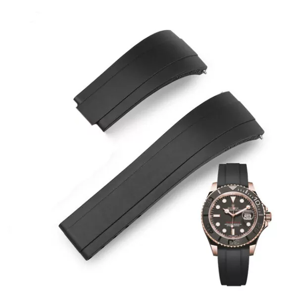 ROSR1G2_3 Black Rubber Strap for Rolex Submariner, GMT, Daytona - 20mm