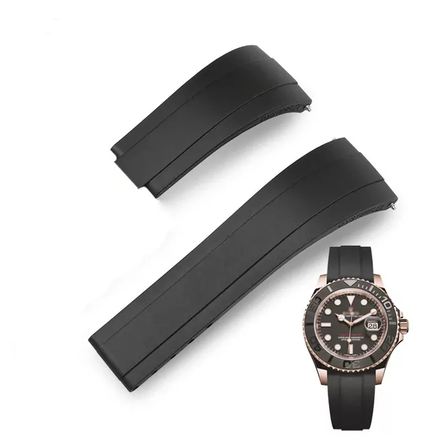Black Rubber Strap for Rolex Submariner, GMT, Daytona - 20mm