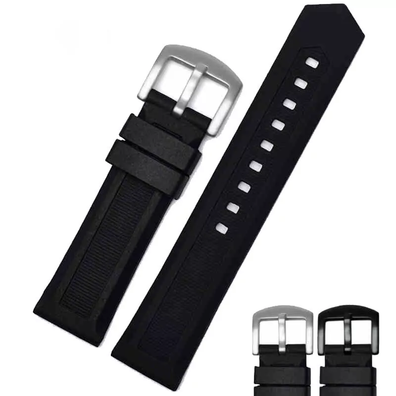 20mm-22mm-24mm-souple-Silicone-caoutchouc-noir-Bracelet-de-montre-pour-Tag-Heuer-Bracelet-montre-Bracelet-0 Black Rubber Strap for TAG Heuer Formula 1 - 22mm