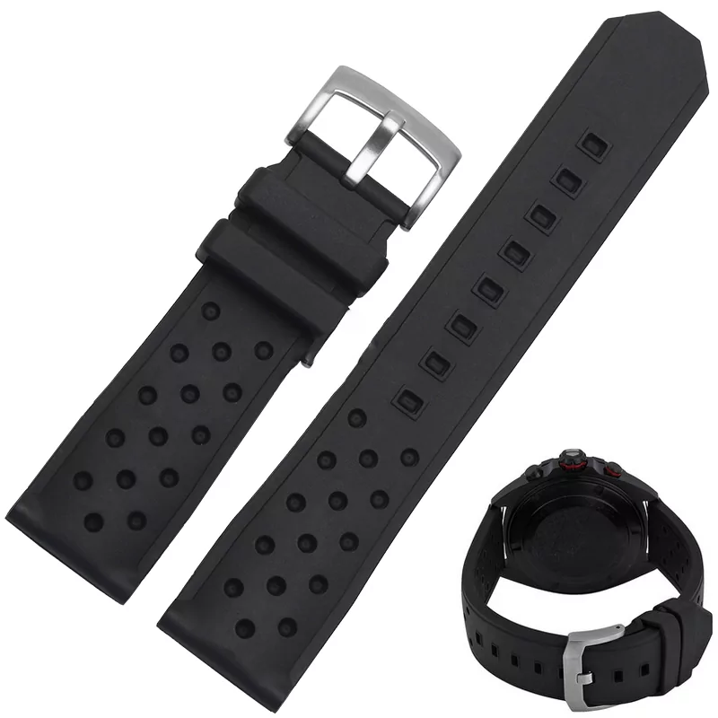 black-rubber-strap-for-tag-heuer-formula-one-with-pin-buckle-22mm Black Rubber Strap for TAG Heuer Formula One with Pin Buckle - 22mm