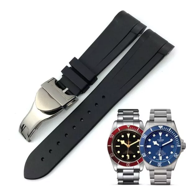 TDSRXi-6 Black Rubber Strap for Tudor Black Bay, Pelagos, Heritage - 22mm