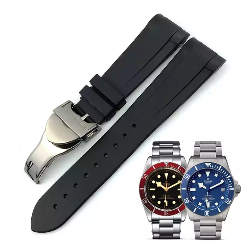 TDSRXi-6 Black Rubber Strap for Tudor Black Bay, Pelagos, Heritage - 22mm
