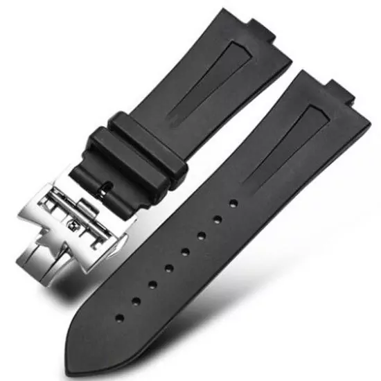 Bracelet-for-Vacheron-Constantin-overseas-Black-Rubber-band-25-x-85mm-WBuckle-153338443480 Black Rubber Strap for Vacheron Constantin Overseas - 25mm