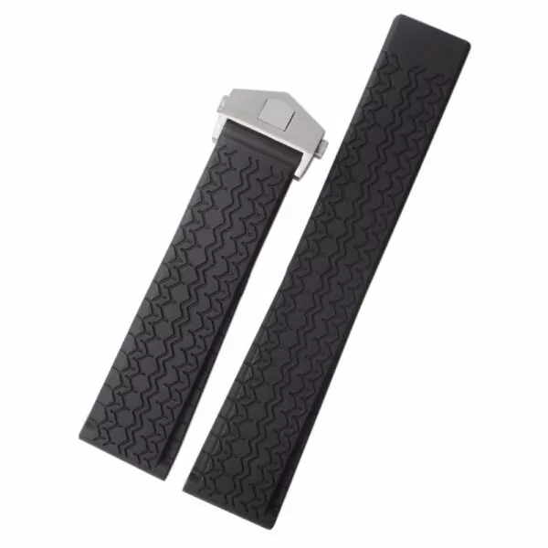 THSR1i4-5 Black Rubber Strap Racing Design for TAG Heuer Aquaracer, Carrera - 22mm
