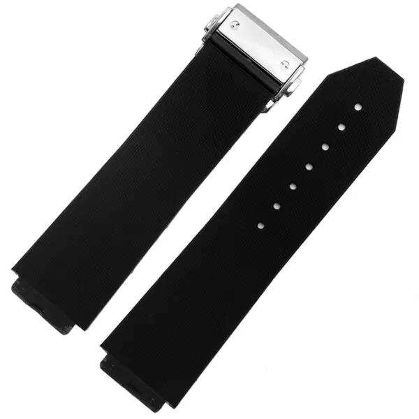Nouveau-en-caoutchouc-bracelet-silicone-bracelet-de-montre-pour-H-ublot-bingbang-25-19mm-avec-boucle Black Silicon Stripe Design Strap for Hublot Big Bang