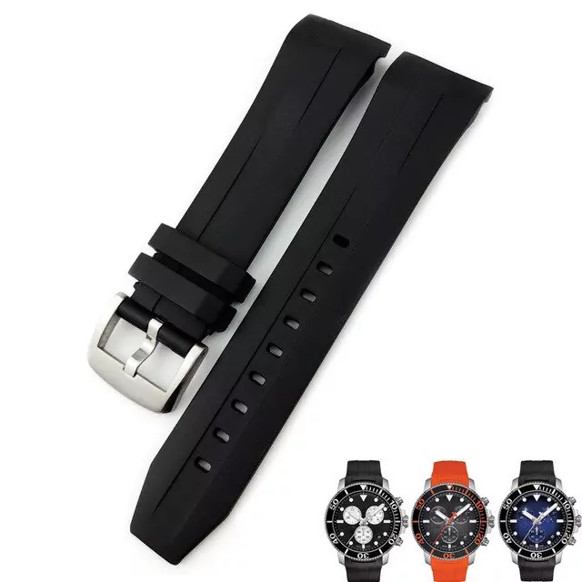 black silver_racelet-de-montre-en-caoutchouc-et-sili_variants-0 Black Strap Bracelet for Tissot Seastar T120 Series in Rubber - 21,22mm