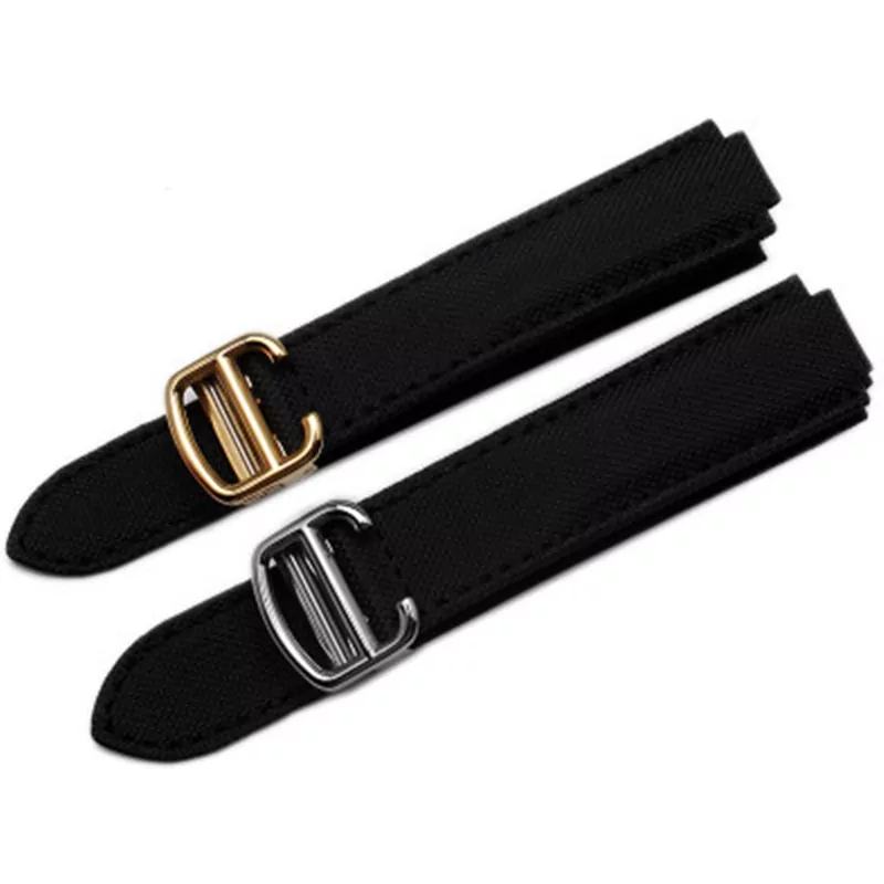 Toile-Sangle-bracelet-de-montre-18-20mm-bracelet-de-montre-de-remplacement-Bracelet-Boucle-D-ployante-1 Black Strap Bracelet for Ballon Bleu Cartier In Nylon