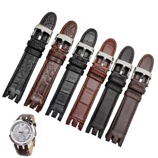 racelet-de-montre-en-cuir-veritable-de_main-0 Black Strap Band For Swatch Cold Hour In Leather - 21mm