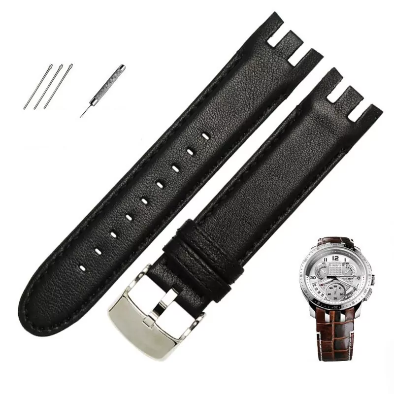 black plain_racelet-de-montre-en-cuir-veritable-de_variants-0 Black Strap Band For Swatch Cold Hour In Leather - 21mm