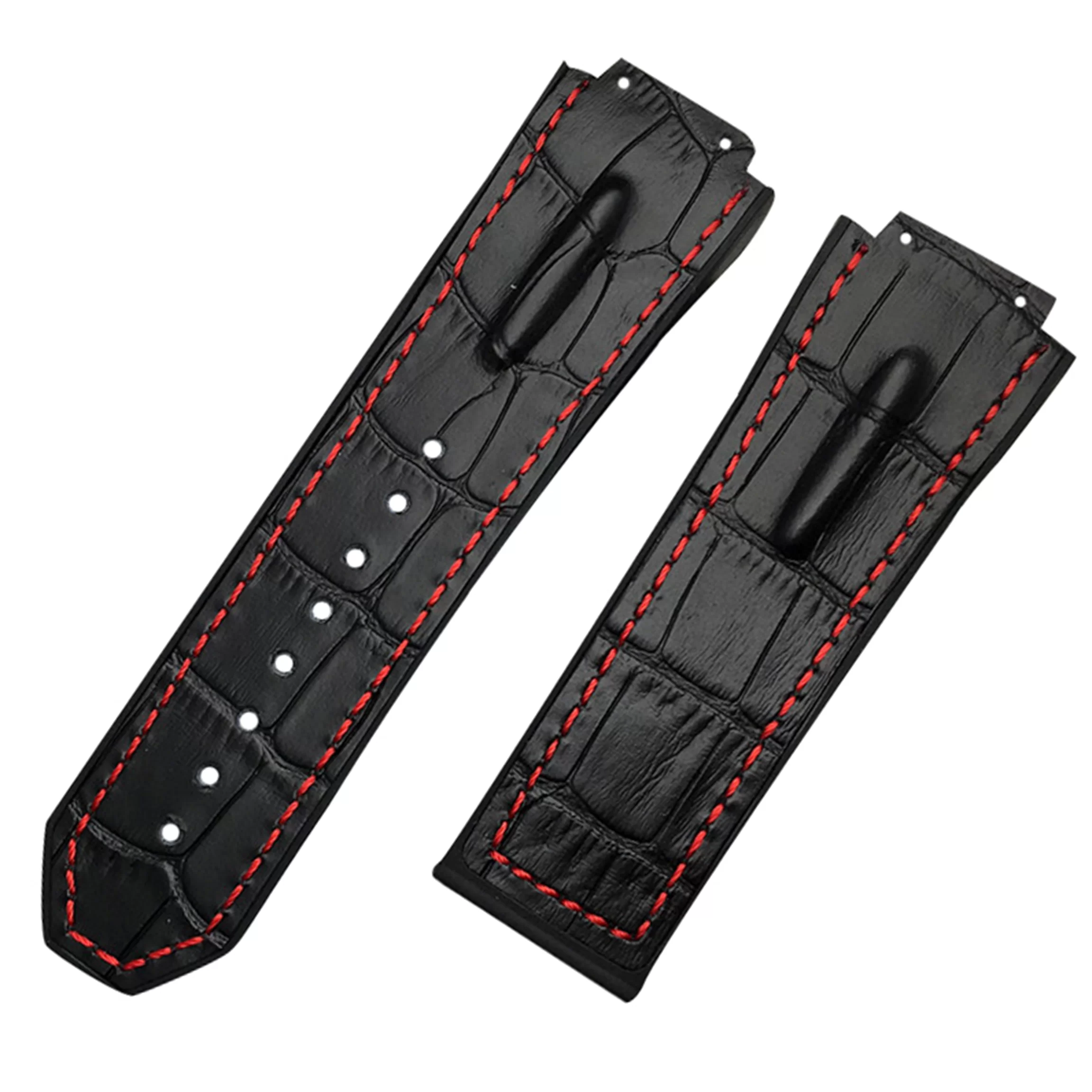 2_29-19mm-bambou-v-ritable-cuir-Nature-caoutchouc-silicone-bracelet-de-montre-bracelet-de-montre-pour (1).jpg Black Strap Band Hublot Big Bang King Power 29x19mm Red Stitching in Printed Crocodile Hornback Leather
