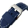 2_20-21-22mm-bracelets-de-montre-en-Silicone-en-caoutchouc-tanche-pour-marque-IWC-LE-PETIT Blue Strap Band IWC Pilot Spitfire, Top Gun In Rubber with White Stitching
