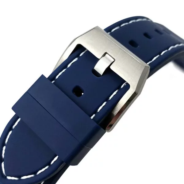 2_20-21-22mm-bracelets-de-montre-en-Silicone-en-caoutchouc-tanche-pour-marque-IWC-LE-PETIT Blue Strap Band IWC Pilot Spitfire, Top Gun In Rubber with White Stitching