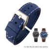 0_20-21-22mm-bracelets-de-montre-en-Silicone-en-caoutchouc-tanche-pour-marque-IWC-LE-PETIT Blue Strap Band IWC Pilot Spitfire, Top Gun In Rubber with White Stitching