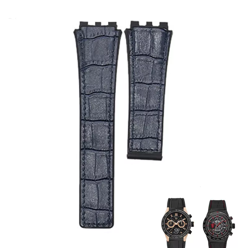 Mode-22mm-Silicone-et-Bracelet-En-Cuir-Pour-TAG-HEUER-S-rie-Unisexe-Qualit-Bande-Montre-0 copy 3 Blue Strap Bracelet for Carrera 45mm TAG Heuer - 22mm
