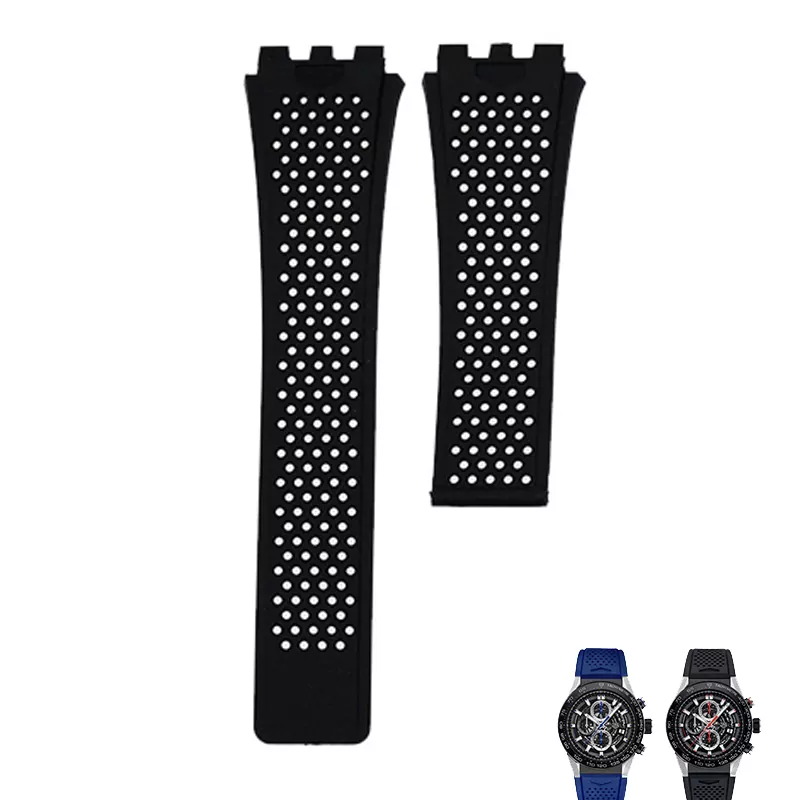 THSR1I7-6 Black Strap Bracelet for Carrera 45mm TAG Heuer in Rubber - 22mm