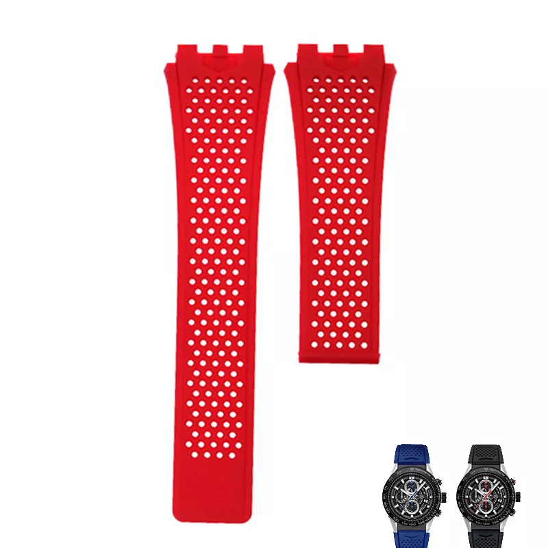 Classique-22mm-Silicone-En-Caoutchouc-Bracelet-Pour-TAG-HEUER-S-rie-Unisexe-Respirant-Bande-Montre-Molle-0 copy 3 Red Strap Bracelet for Carrera 45mm TAG Heuer in Rubber - 22mm