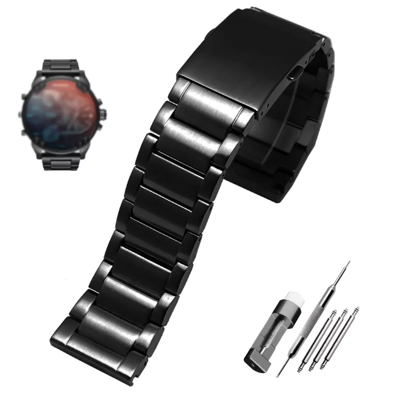 0_Bracelets-de-montre-en-acier-inoxydable-couleur-or-24-26-28mm-bracelet-de-montre-pour-DZ4209 Black Strap Bracelet for Diesel DZ4209 DZ4215 DZ1844 24,26,28mm In Stainless Steel