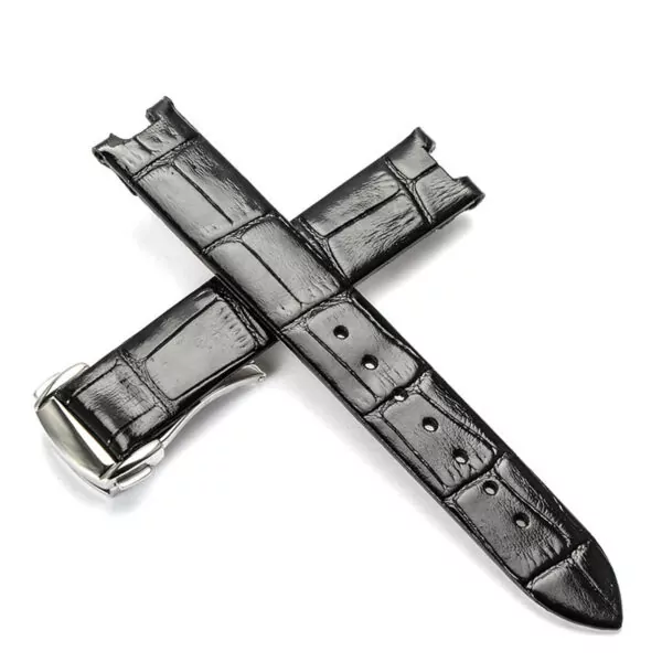 17_HTB12detXIvrK1Rjy0Feq6ATmVXak Black Strap Bracelet for Omega Ladymatic DeVille 16x8mm In Crocodile/Alligator Grain