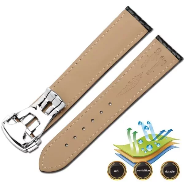 eiyi-18-19-20-22-mm-bracelet-de-montre-e_main-1 Black Strap Bracelet Omega Speedmaster, Seamaster, Deville In Crocodile/Caïman - 18,19,20,22mm
