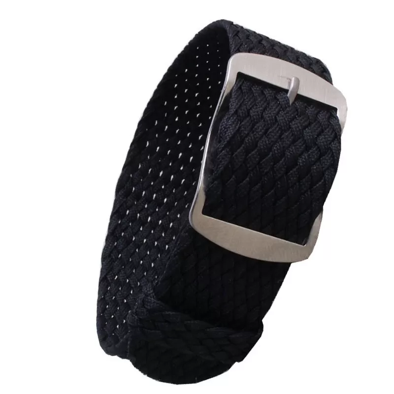 GESTXX-11 Black Strap Bracelet PERLON NATO fits Rolex, Omega, Tudor, Seiko - 5 Sizes
