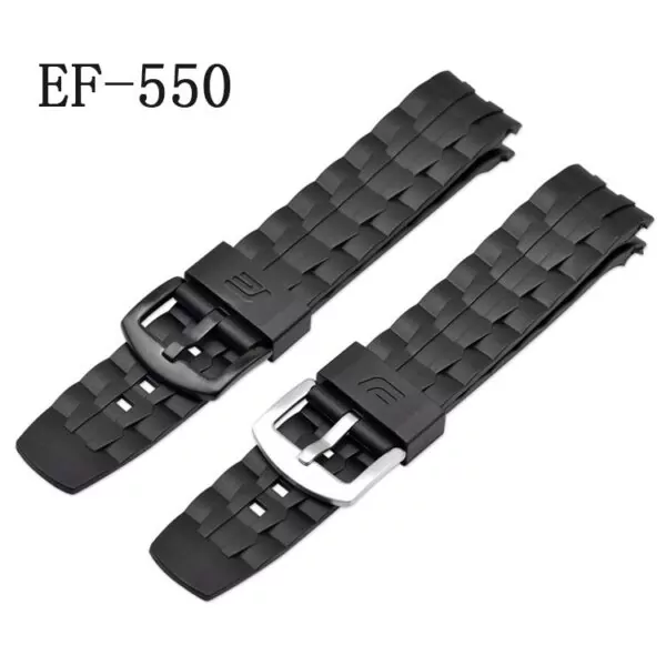 1_Bracelet-de-montre-costume-pour-Casio-Edifice-s-rie-bracelet-de-montre-EF-550-EF523-caoutchouc Black Strap Casio Edifice EF-523, EF-550 In Rubber - 22mm