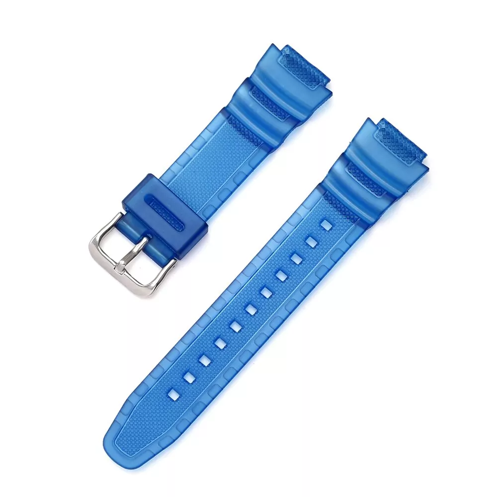 4_18mm-color-Bracelet-de-remplacement-en-polyur-thane-Bracelet-de-montre-pour-Casio-AQ-S810W-S800W Blue Strap Casio Pro-Tek 25.5x18mm In Rubber - Silver